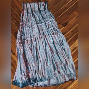 Lucky Tie Dyed Convertible Tube Midi Dress/Maxi Skirt/Cover Up